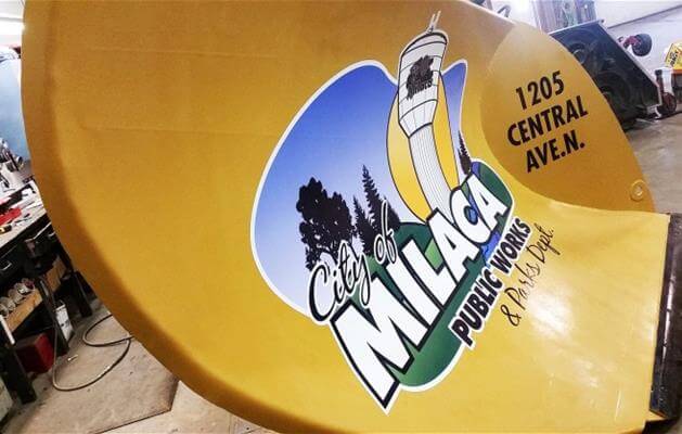 A sign for The City of Milaca Public Works & Parks Dept